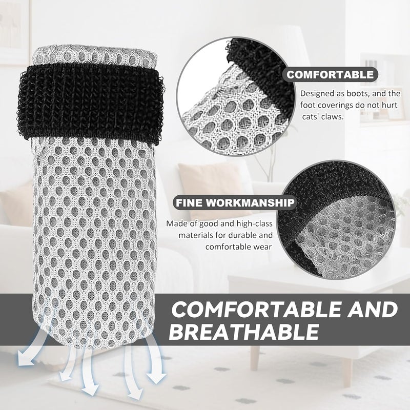 Civore Cat Booties Anti Scratch Mittens,4 PCS cat Claw Covers,Mesh Breathable Cat Shoes,Adjustable Cats Anti Scratch Gloves,Suitable for Cats When Bathing and Nail Trimming（Size L） - Image 3